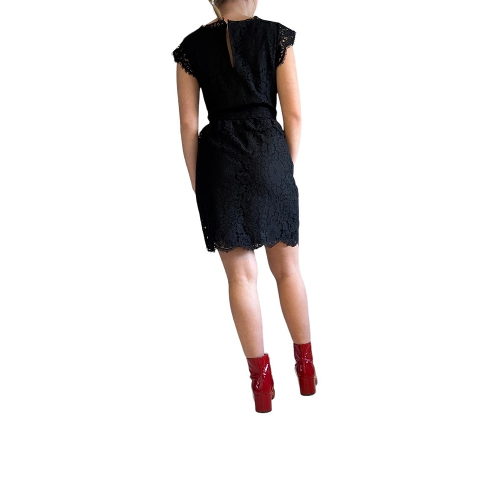 Joie Lebanon Black V-Neck Eyelash Sleeveless Womens Cocktail Lace Dress Size M - Picture 4 of 15